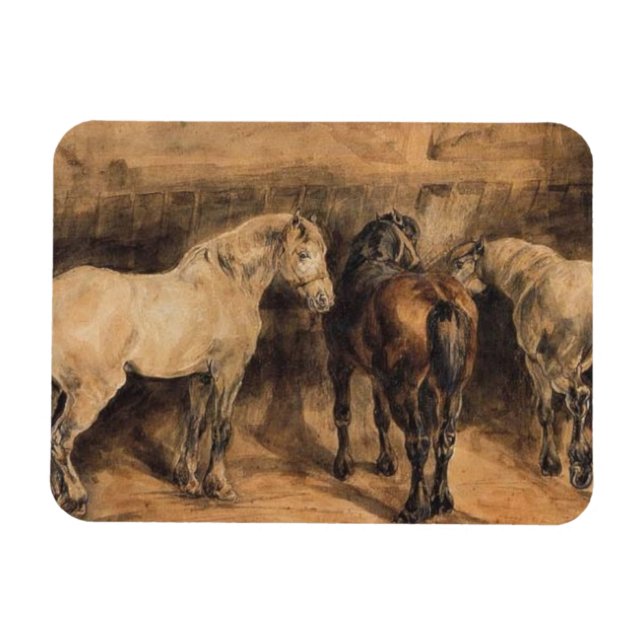 Ímã Três Cavalos na sua estábula (Horizontal)