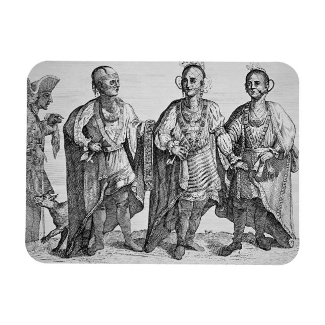 Ímã Três Cherokee Chiefs americanos, 1762 (gravura) (Horizontal)