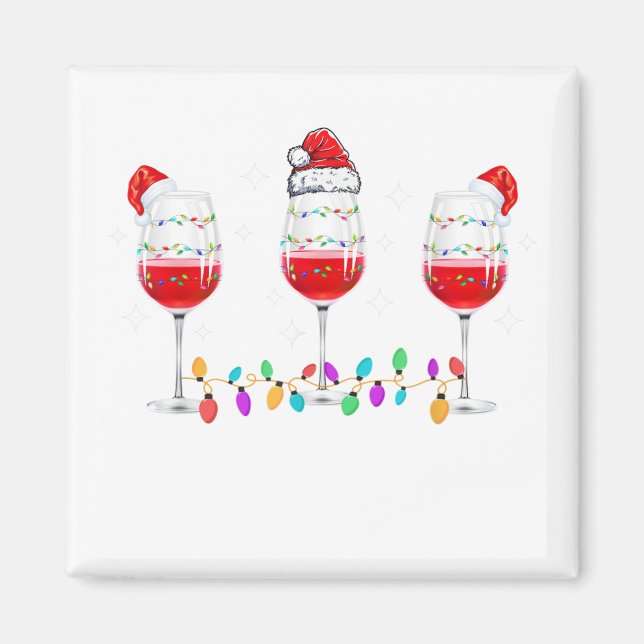 Imã Três copos de vinho Noite Santa Hat X (Frente)