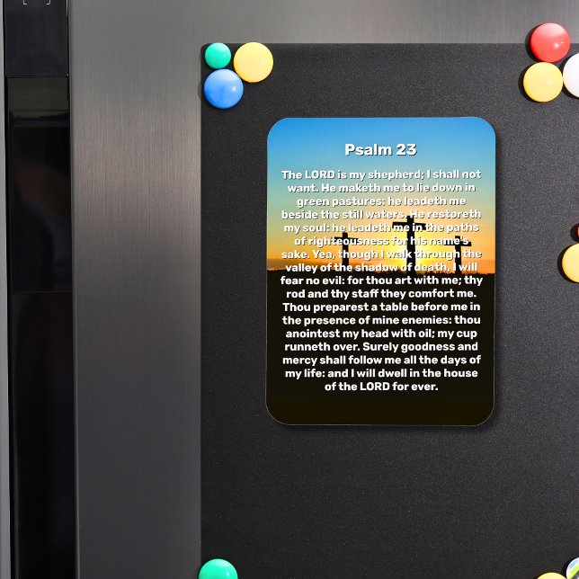 Ímã Três Cruzes Salmo 23 Oração Sunset (Three Crosses Psalm 23 Sunset Prayer Magnet)