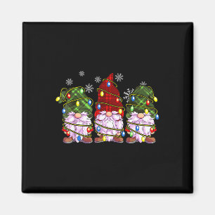 Imã Três Gnomos Xadrez Búfalo Vermelho Natal