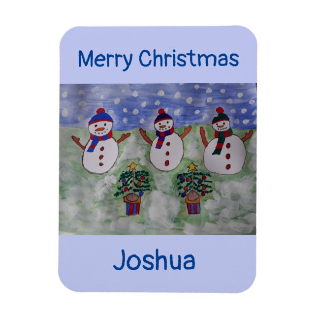 Ímã Três Homens de Neve de Natal Flexíveis (Vertical)