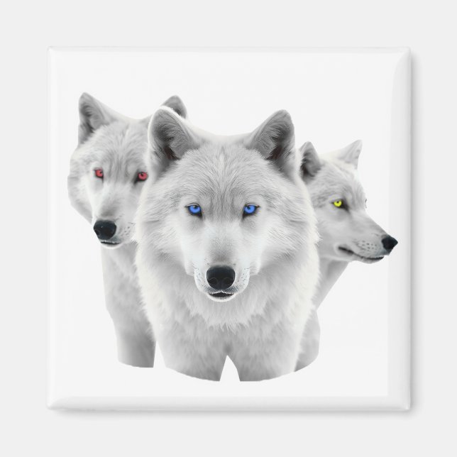 Imã Três Lobos Brancos (Frente)