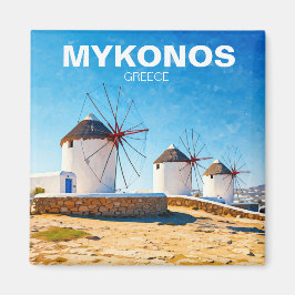 Imã Três moinhos de vento na Grécia de Mykonos Cyclade