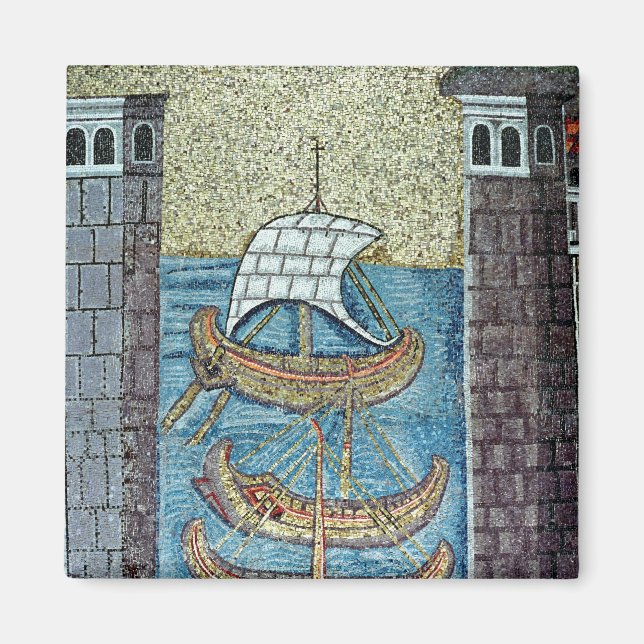 Imã Três navios que entram no porto de Ravenna (Frente)