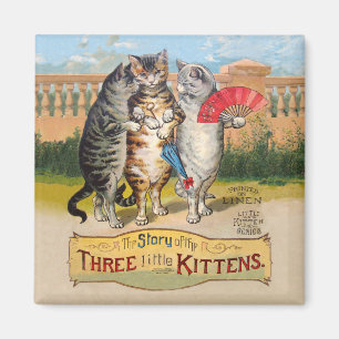 Imã Três Pequenos Gatinhos Ilustração da Mamãe Gansa