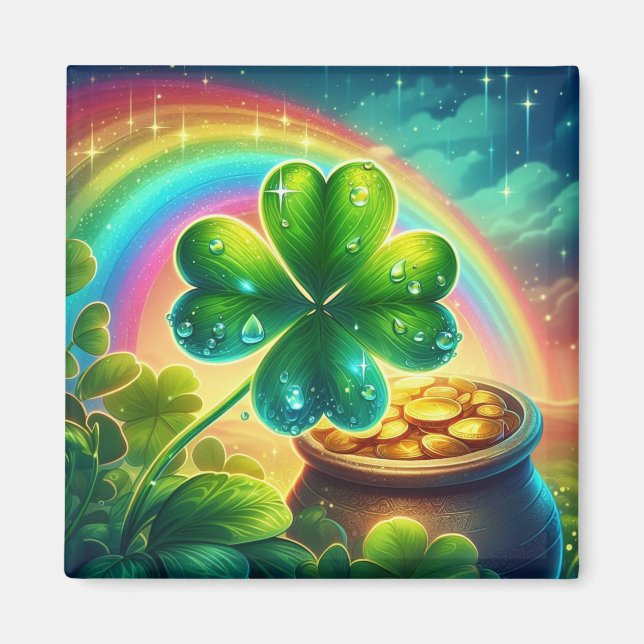 Imã Trevo do dia do Rainbow Saint Patrick (Frente)