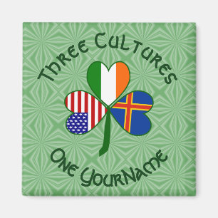 Imã Trevo Quadrado Personalizado das Ilhas Åland