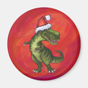 Imã TRex Dino em Santa Hat em Vermelho