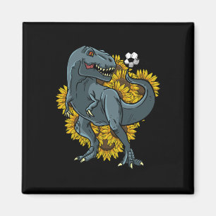 Imã Trex Jogando Futebol Girassol Engraçado Dinossauro