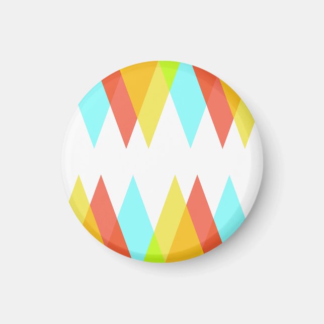 Imã Triângulos amarelos, vermelhos e azuis de cadete (Frente)