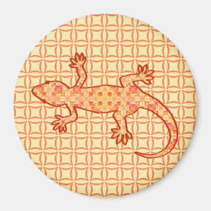 Imã Tribal batik Gecko - coral e laranja claro