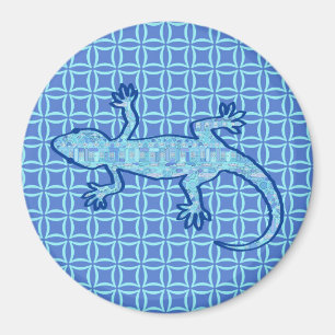 Imã Tribal batik Gecko - pasta azul denim