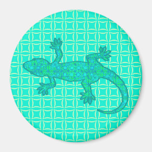 Imã Tribal batik Gecko - turquesa / pavão