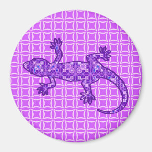 Imã Tribal batik Gecko - violeta e ametista roxo