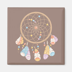 Imã Tribal Boho Dreamcatcher Em Brown