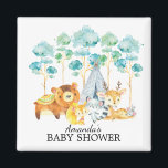 Imã Tribal Woodland Animal Chá de fraldas Favor Magnet<br><div class="desc">Bichos de floresta tribais para um chá de bebê. Nossa linda cena florestal com um urso,  veado,  raposa,  guaxinim e rato. Itens correspondentes disponíveis em nosso compro.</div>
