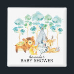 Imã Tribal Woodland Animal Chá de fraldas Favor Magnet<br><div class="desc">Bichos de floresta tribais para um chá de bebê. Nossa linda cena florestal com um urso,  veado,  raposa,  guaxinim e rato. Itens correspondentes disponíveis em nosso compro.</div>