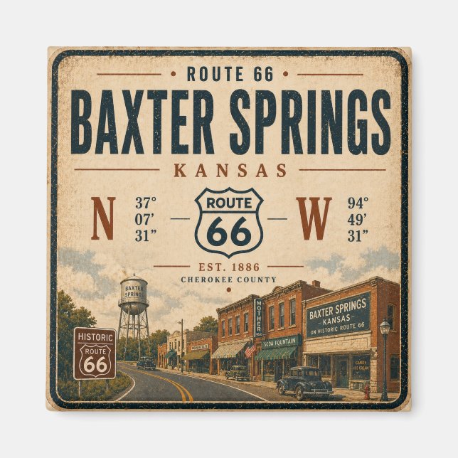 Imã Tributo ao Patrimônio da Estrada Baxter Springs (Frente)
