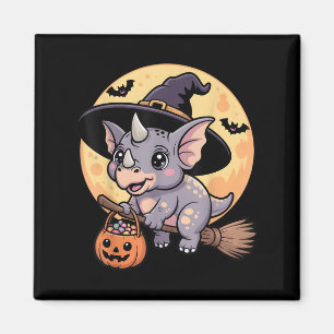 Imã Triceratops Bruxo Chapéu Pumpkin Figurino de Hallo