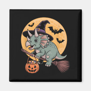 Imã Triceratops Bruxo Chapéu Pumpkin Figurino de Hallo