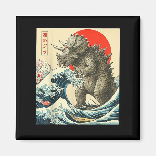 Imã Triceratopszilla Triceratops Japonês Art Funny Li (Frente)