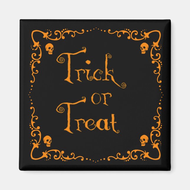 Imã Trick ou Tratamento Laranja de Abóbora Halloween (Frente)