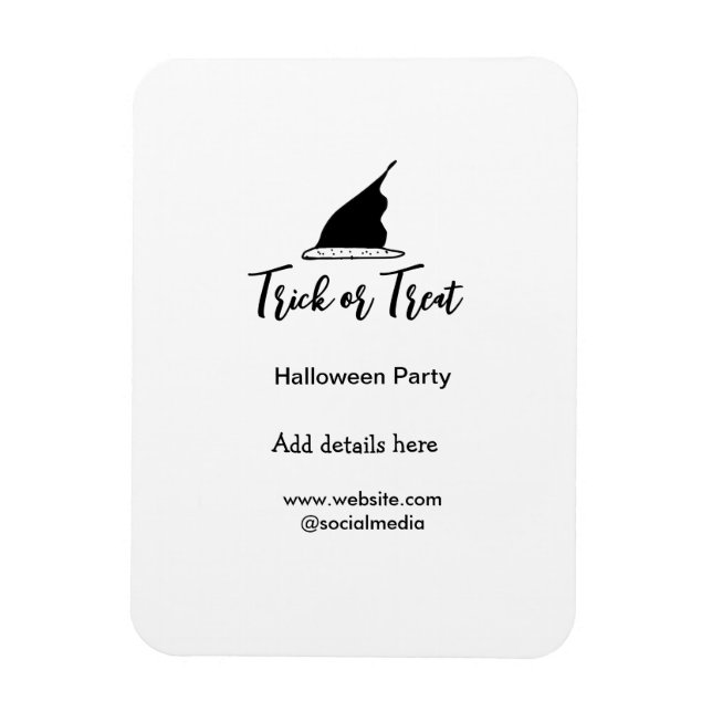 Ímã Trick ou trate o chapéu preto do Halloween w (Vertical)