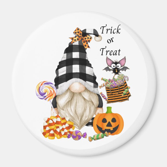 Imã Trick ou Treine o Halloween Gnomo (Frente)