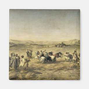 Imã Trigo Threshing em Argélia, 1853