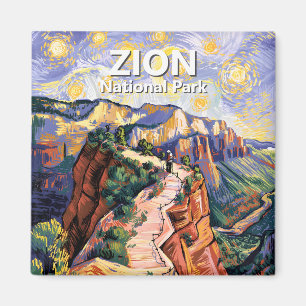 Imã Trilha de Hiking Angels Landing Van Gogh Zion Pers