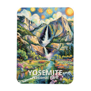 Ímã Trilha de Hiking da Colorida Cachoeira de Yosemite
