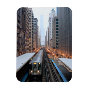 Ímã Trilho elevado em Chicago do centro sobre Wabash