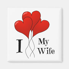 Imã Trio de Balões do Coração Vermelho Eu Amo Minha Es