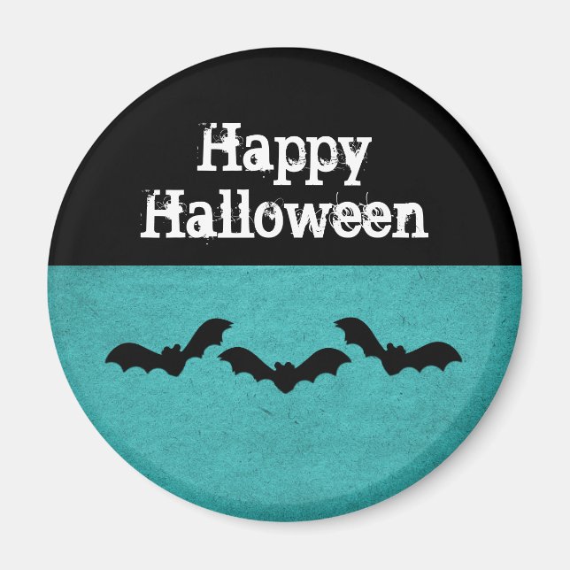 Imã Trio de Bats Halloween Magnet, Teal (Frente)