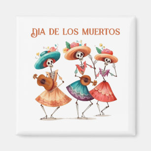 Imã Trio de Caveira Dançante do Dia de los Muertos