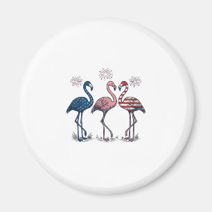 Imã Trio de Flamingos Patrióticos Design de Gravura Vi