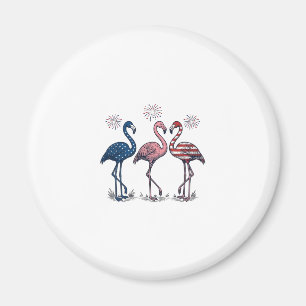Imã Trio de Flamingos Patrióticos Design de Gravura Vi