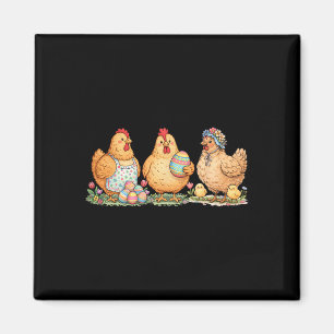 Imã Trio de Galinhas de Páscoa Fofas Fazenda Galinha F
