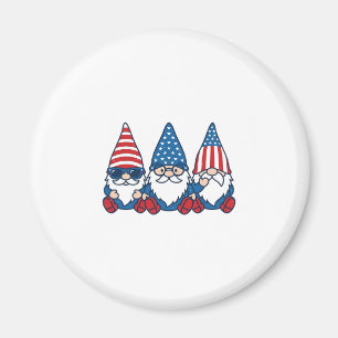 Imã Trio de Gnome Patriótico Camisa Vintage Vetor Desi