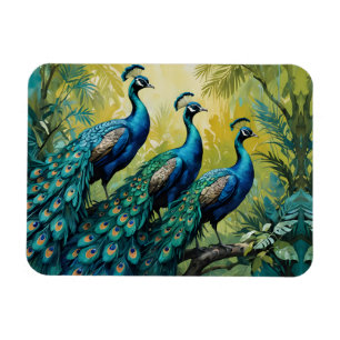 Ímã Trio de Peacocks na floresta