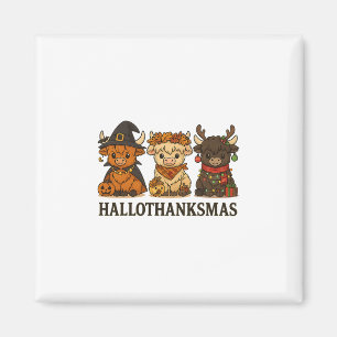 Imã Trio de vacas Hallothanksmas Halloween Dia de Ação