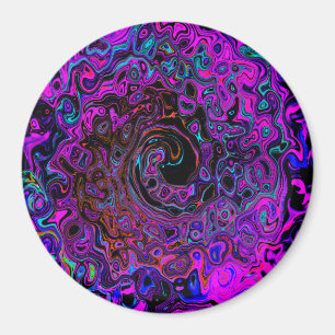Imã Trippy Black and Magenta Retro Liquid Swirl