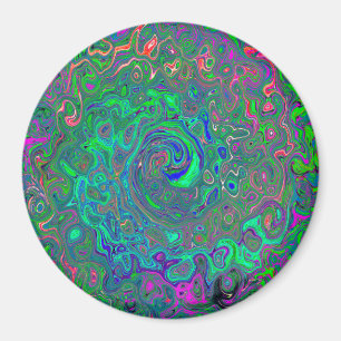 Imã Trippy Chartreuse e Blue Retro Liquid Swirl