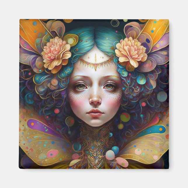 Imã Trippy Fairy Fantasy Art (Frente)