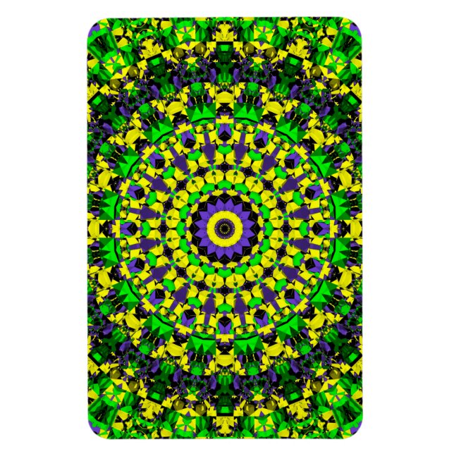 Ímã Trippy Groovy Retro Hippie Colorful Mandala Art (Vertical)