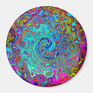 Imã Trippy Sky Blue Abstrato Retro Liquid Swirl