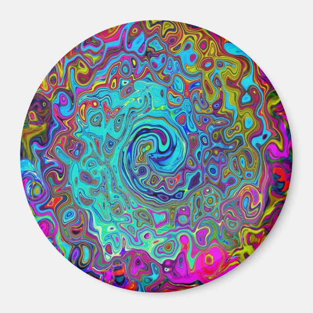 Imã Trippy Sky Blue Abstrato Retro Liquid Swirl (Frente)
