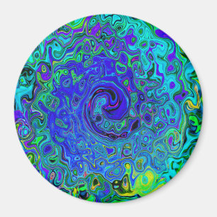 Imã Trippy Violet Blue Abstrato Retro Liquid Swirl