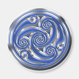 Imã Triskel de prata azul